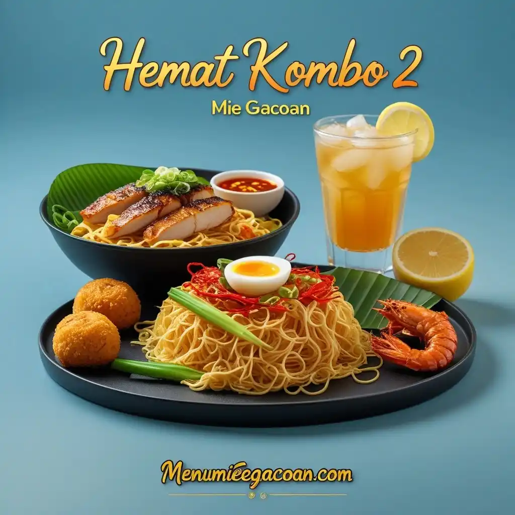 Hemat Kombo 2 Mie Hompimpa Lv1, Mie Suit, Udang Keju, Udang Rambutan, dan Teh Lemon.